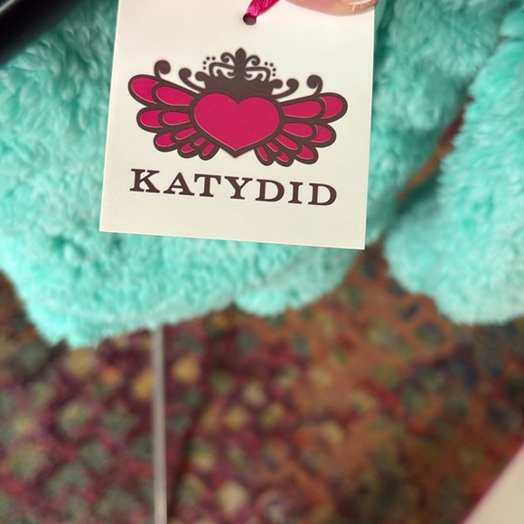 Katydid fleece jacket Faux fur Mint/ white ends add shimmer full zip front szM - Picture 11 of 13